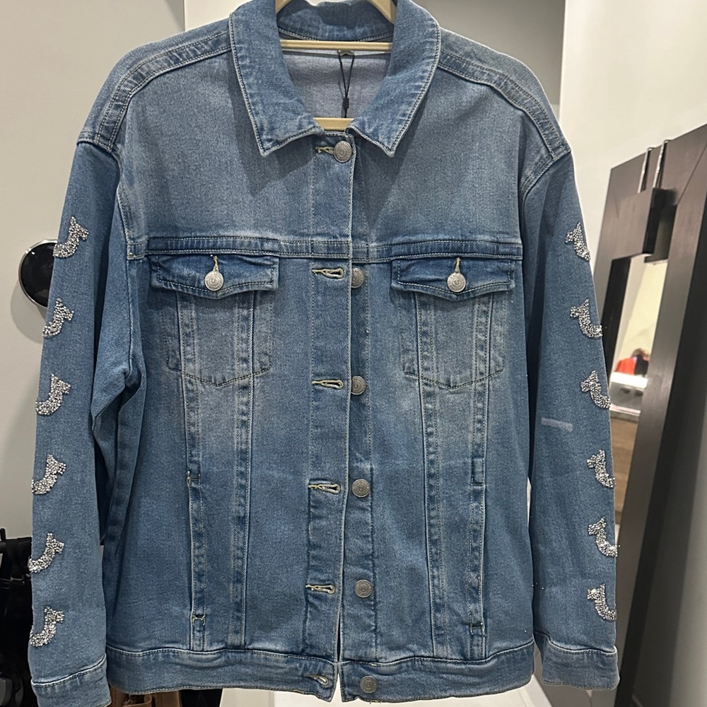 True Religion Light Blue Embellished Jean Jacket